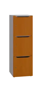 DOMINOU 33 úložná skříň 3-boxová, 1367x450x400 mm, korpus šedý, dvířka třešeň šumavská